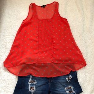 ⭐️ Polka Dot coral red (high/low) tank top